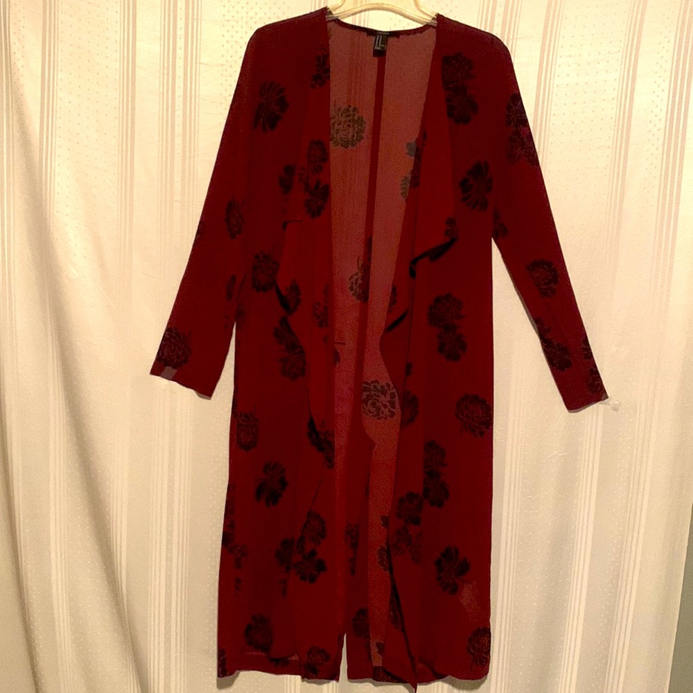 Forever 21 Long Burgundy Cardigan